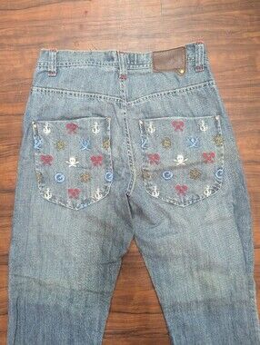 G-Unit Y2k Skater Jeans Skull & Cross Bones Anchors Pocket Embroidery Grunge 30